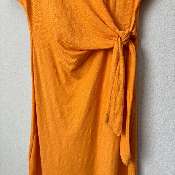 Apiece Apart Organic Cotton Vanina Cinched Tie Waist Midi Dress in Creamsicle - Picture 6 of 11